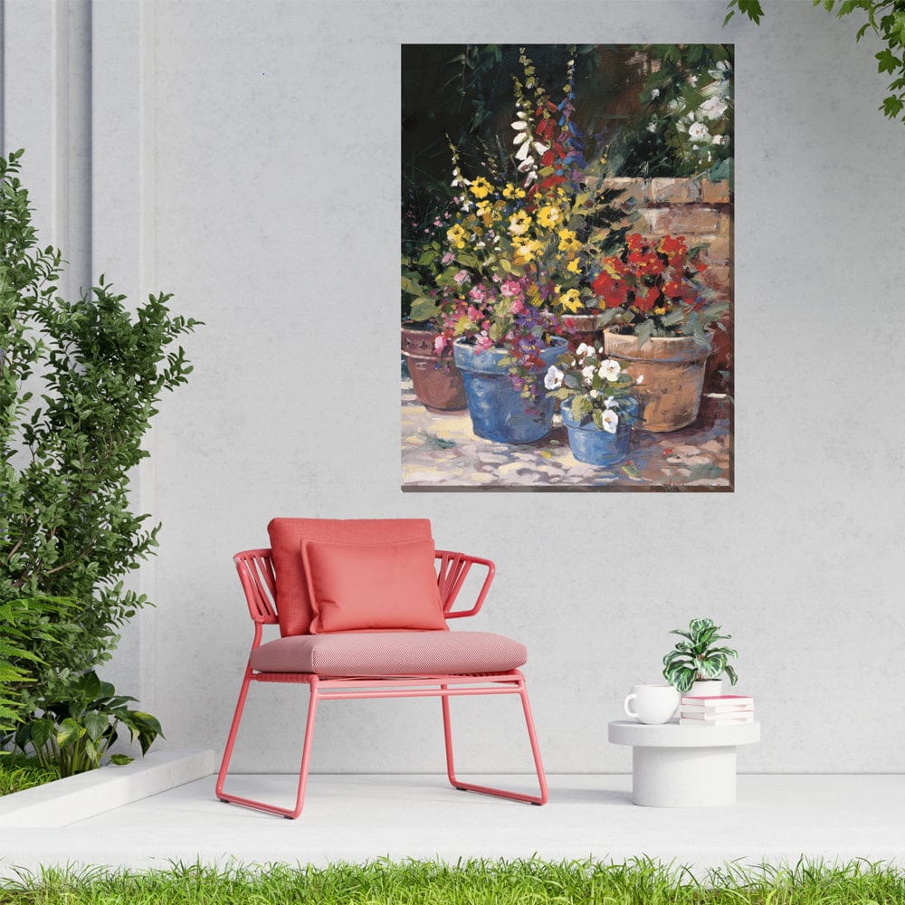 Blue Pots Outdoor Canvas Art - Outdoor Art Pros