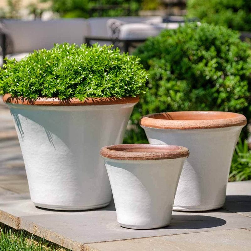 glazed plant pots Brighton Glazed Terra Cotta Planter Set of 3 in Antique White