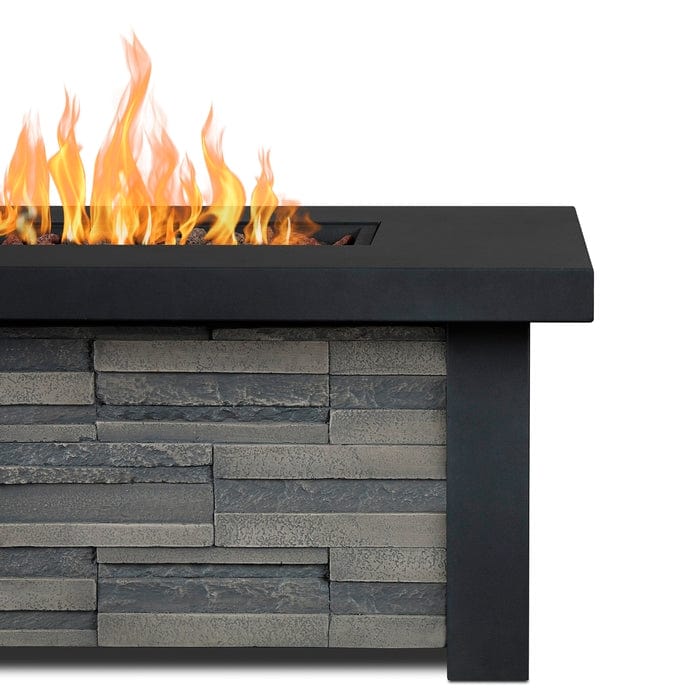 Berthoud Propane Fire Table in Stacked Stone with NG Conversion - Outdoor Art Pros
