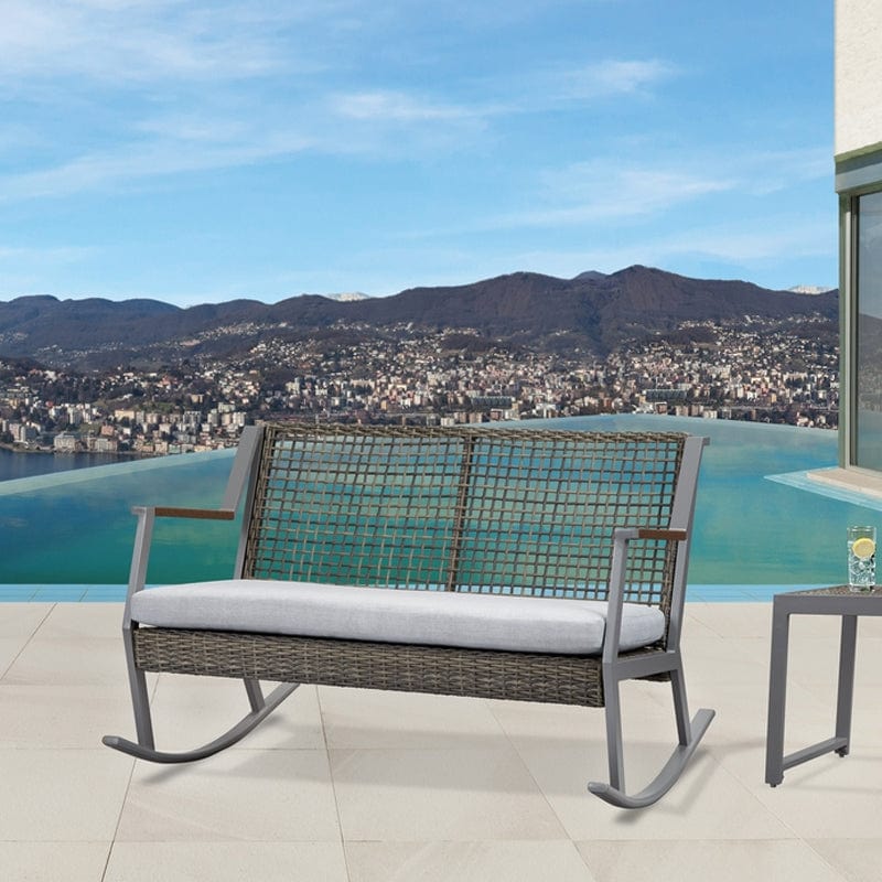 Calvin Two Seat Rocker in Gray - Outdoor Art Pros