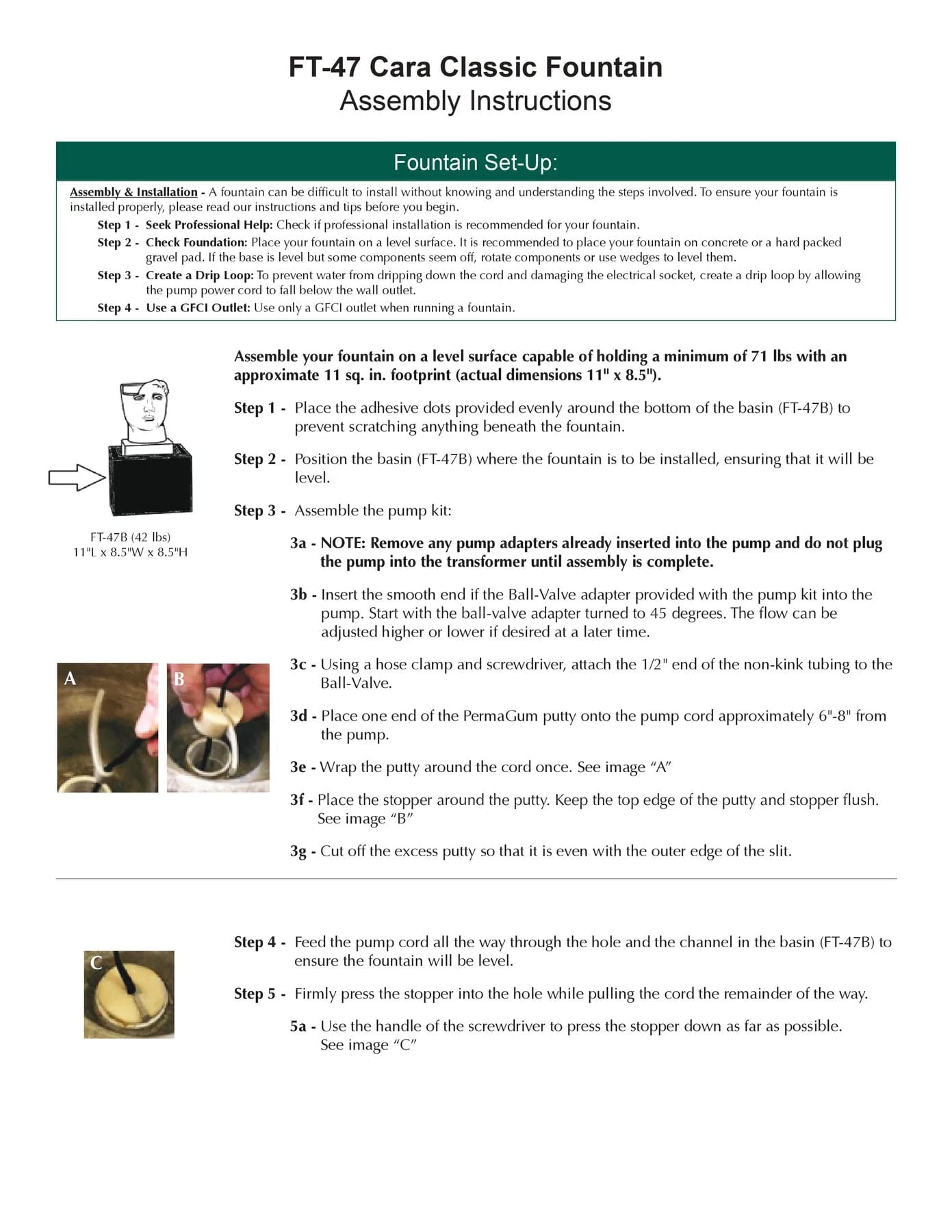 Cara Classica Fountain - Outdoor Art Pros