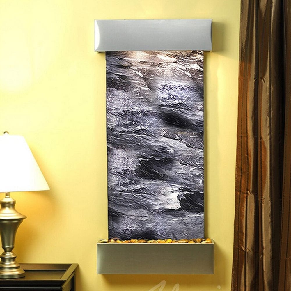 Cascade_Springs_Black_Spider_Marble_Stainless_Steel_Squared_Corners - Outdoor Art Pros