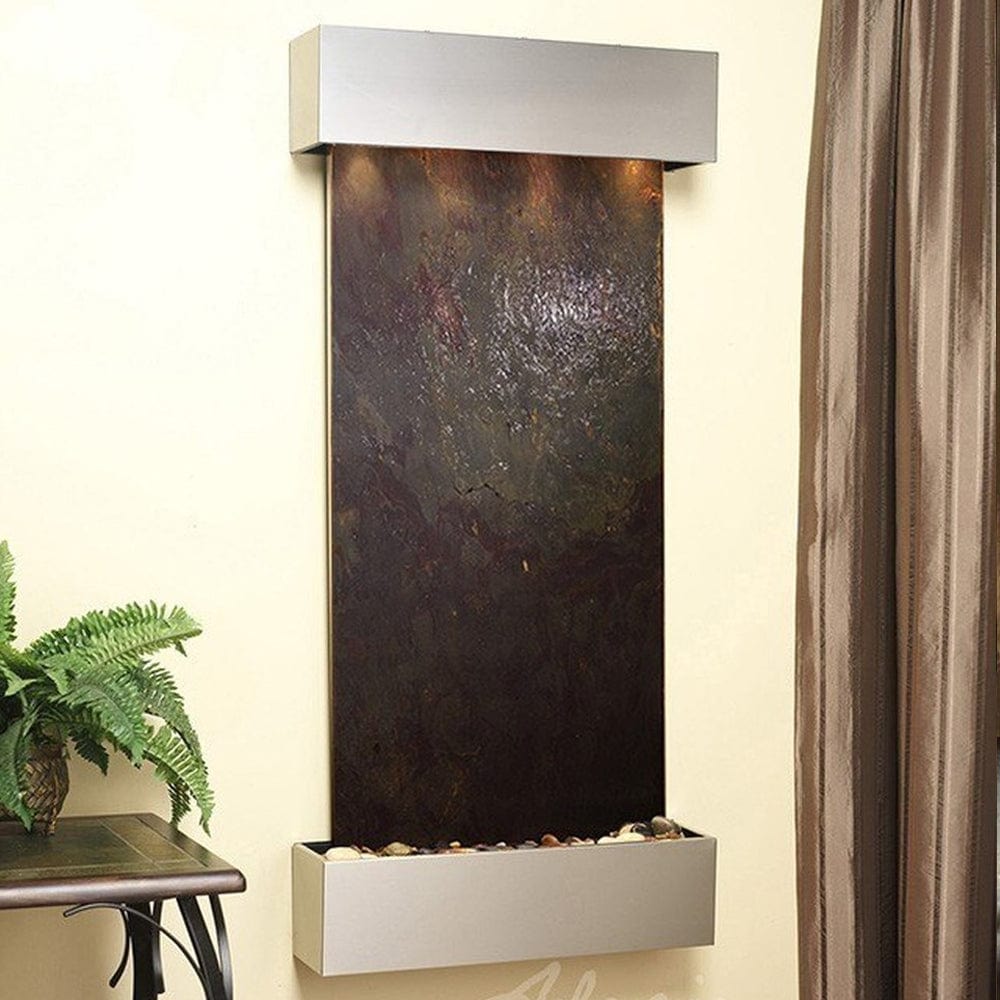 Cascade_Springs_Stainless_Steel_with_Squared_Corners_and_Rajah_Feather_Stone_Slate - Outdoor Art Pros