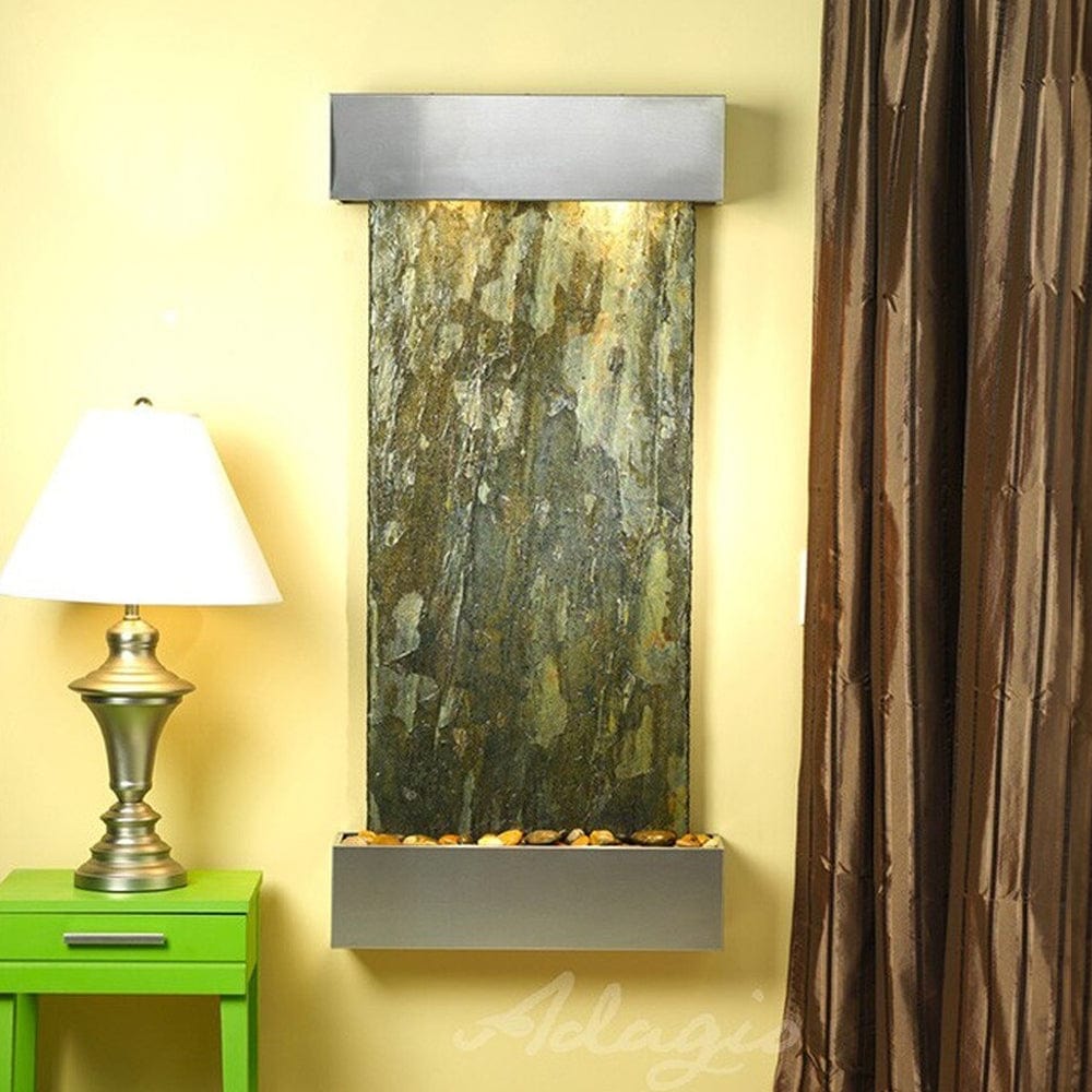 Cascade_Springs_Stainless_Steel_with_Squared_Corners_with_Green_Slate - Outdoor Art Pros