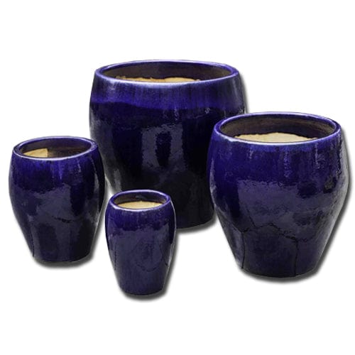 Chantal Glazed Terra Cotta Planter Set of 4 in Sapphire - Outdoor Art Pros