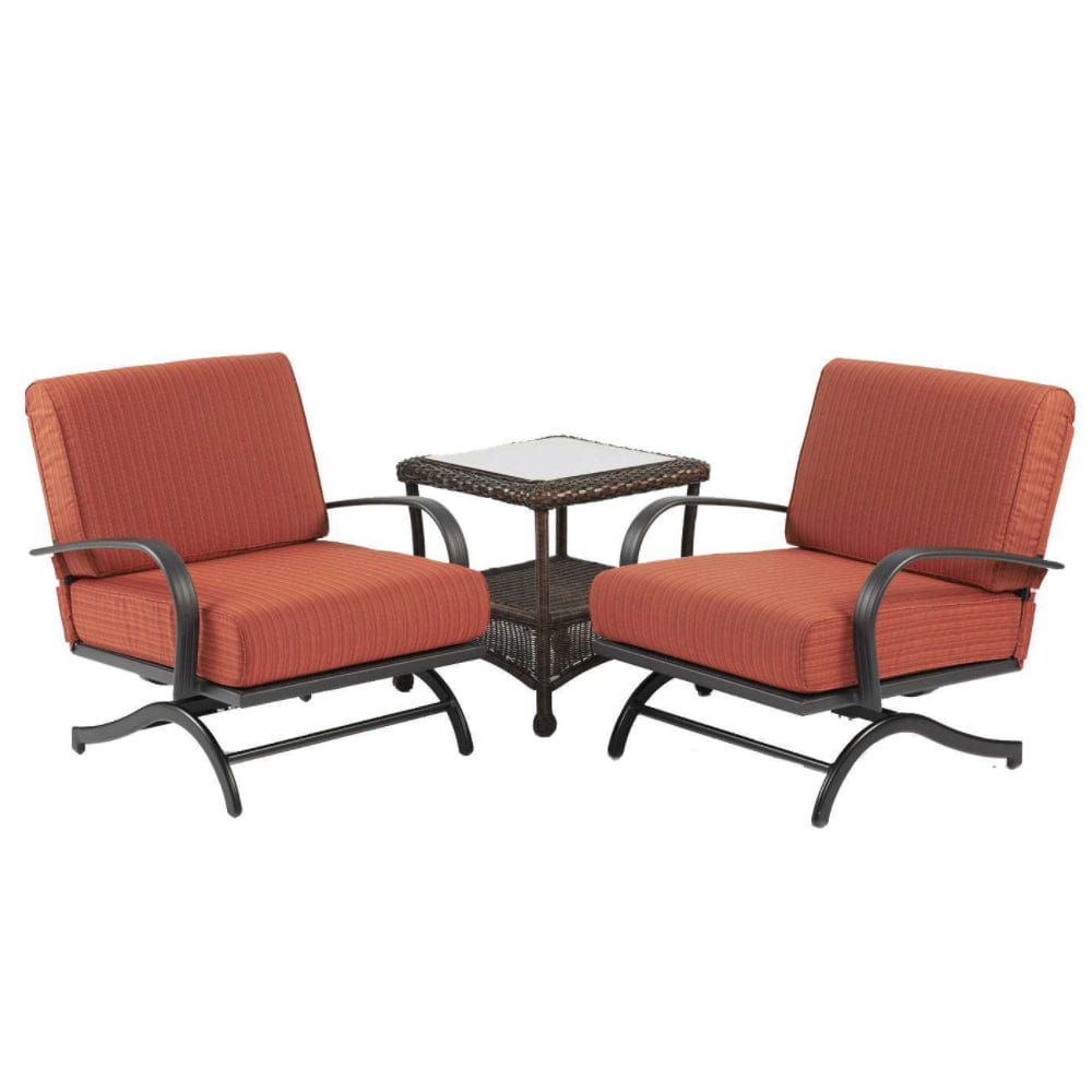 Chat Rocking Chairs with Papaya Cushions - Set of 2 - Outdoor Art Pros