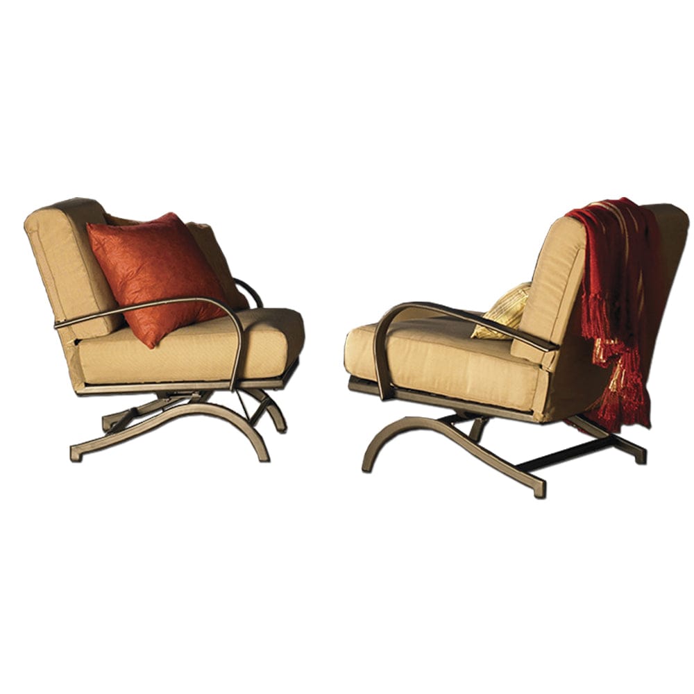 Chat Rocking Chairs with Tan Cushions Set of 2 - Outdoor Art Pros
