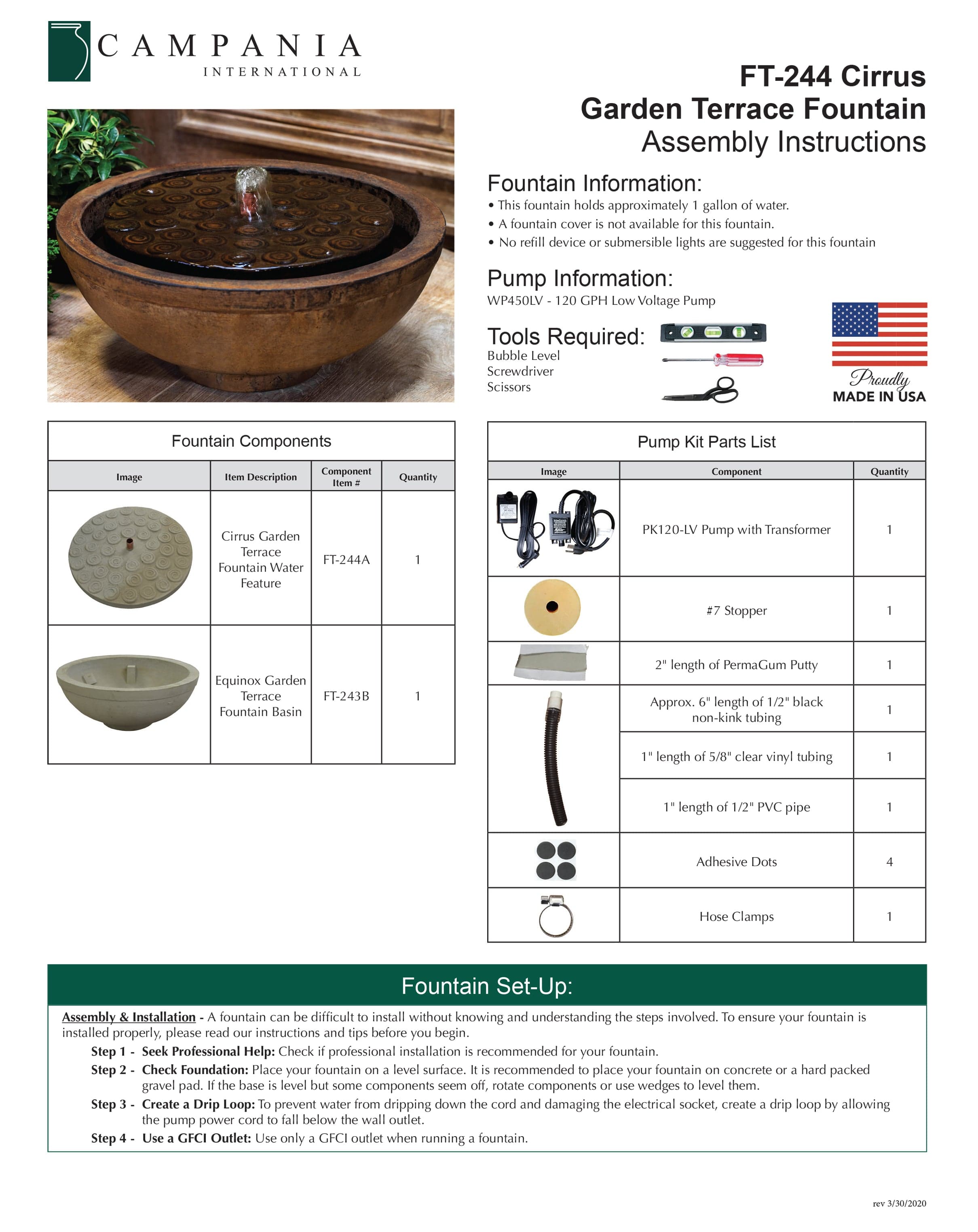 Cirrus Garden Terrace Fountain - Outdoor Art Pros