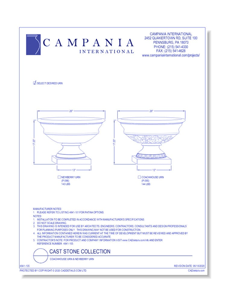 Coachhouse Urn Garden Planter - Outdoor Art Pros