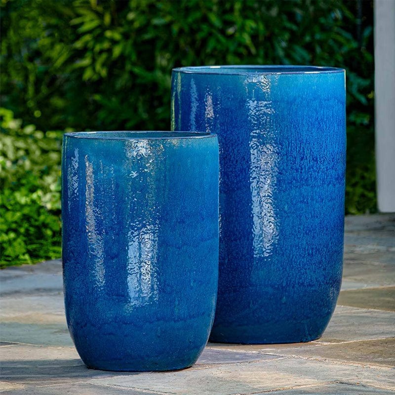 Cole Glazed Terra Cotta Planter Set of 2 in Cerulean Blue - Outdoor Art Pros