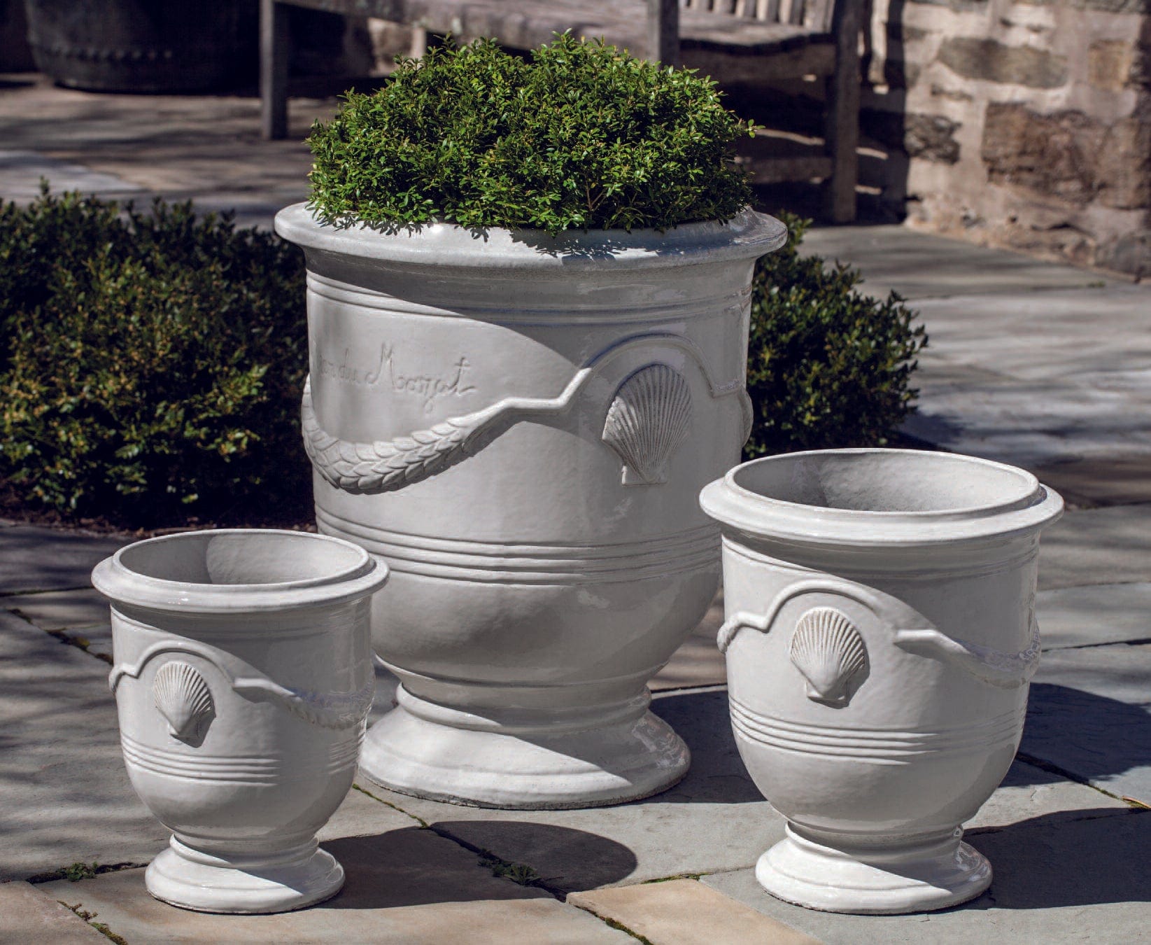 Cote D’Azur Planter Set of 3 - Outdoor Art ProsCote D’Azur Glazed Terra Cotta Planter Set of 3