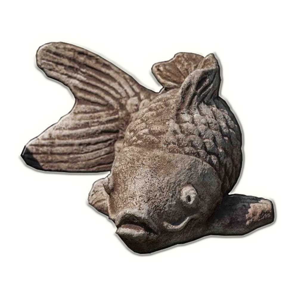 Coy Koi Cast Stone Garden Statue (Brownstone) - Outdoor Art Pros