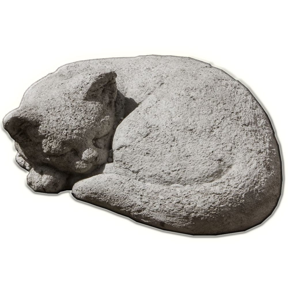 Small Sleeping Cat Cast Stone Garden Statue