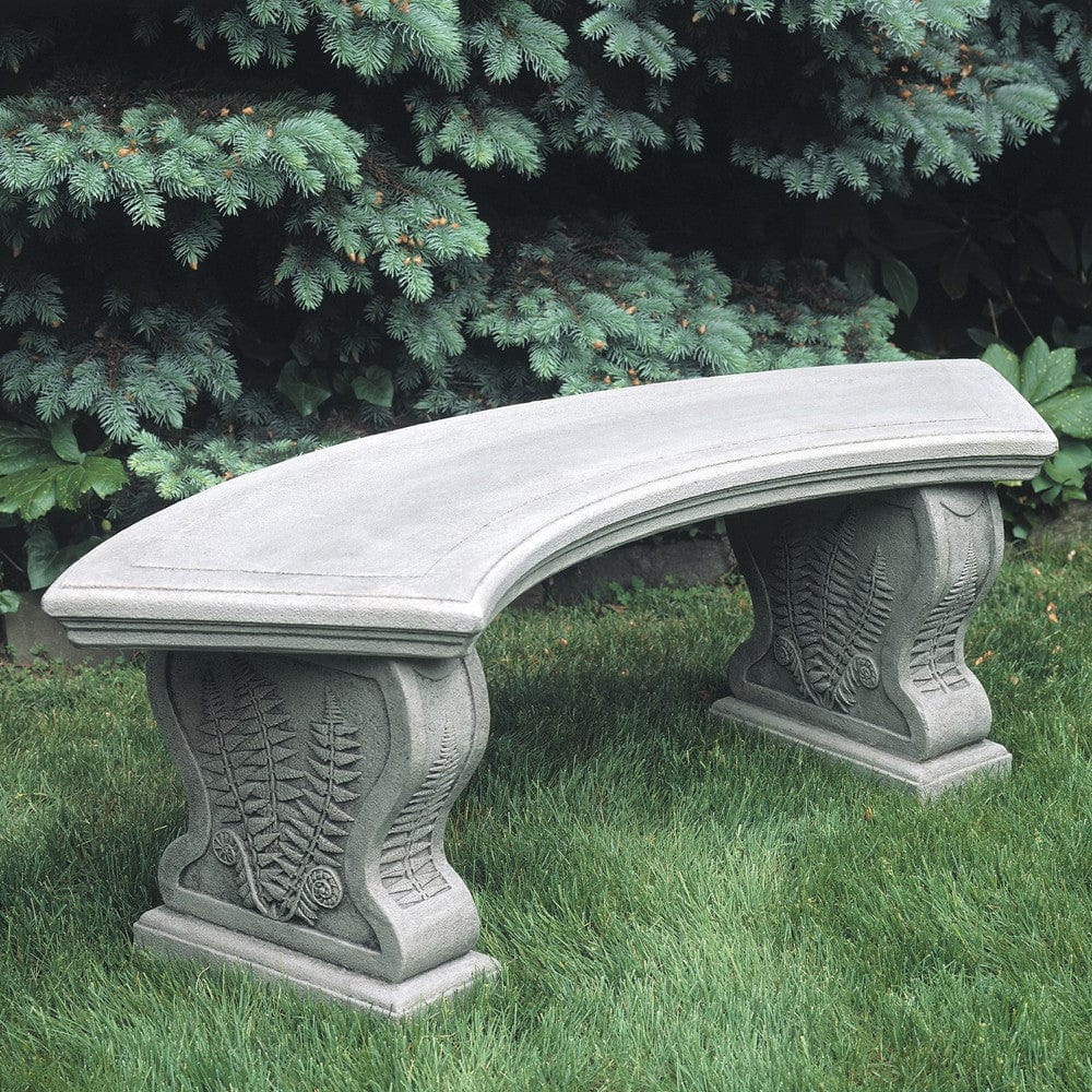 Curved Woodland Ferns Garden Bench - Outdoor Art Pros