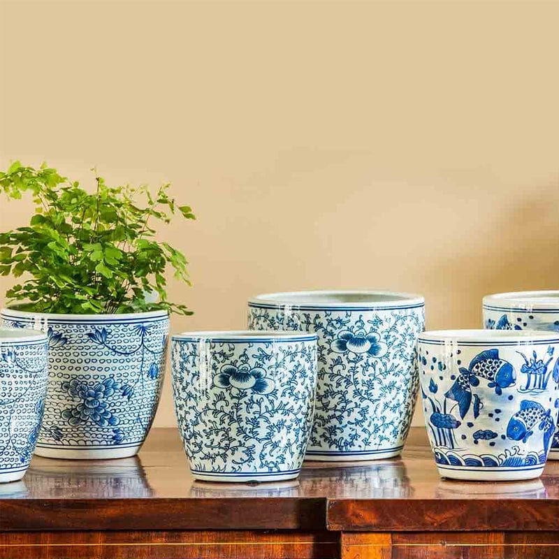 Cylinder Planter Blue and White Mix Set of 6