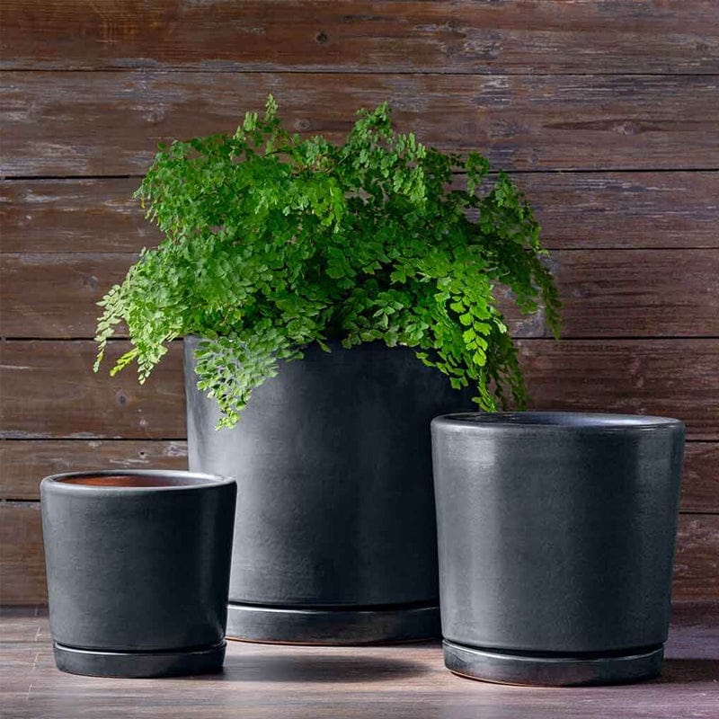 black cylinder plant pot I/O 2 Cylinder Planter Set of 3