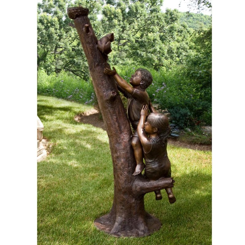 Climbing To The Rescue Brass Baron Sculpture - Brass Baron - Outdoor Art Pros