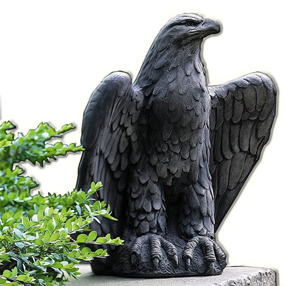 Eagle Looking Left Cast Stone Garden Statue - Outdoor Art Pros