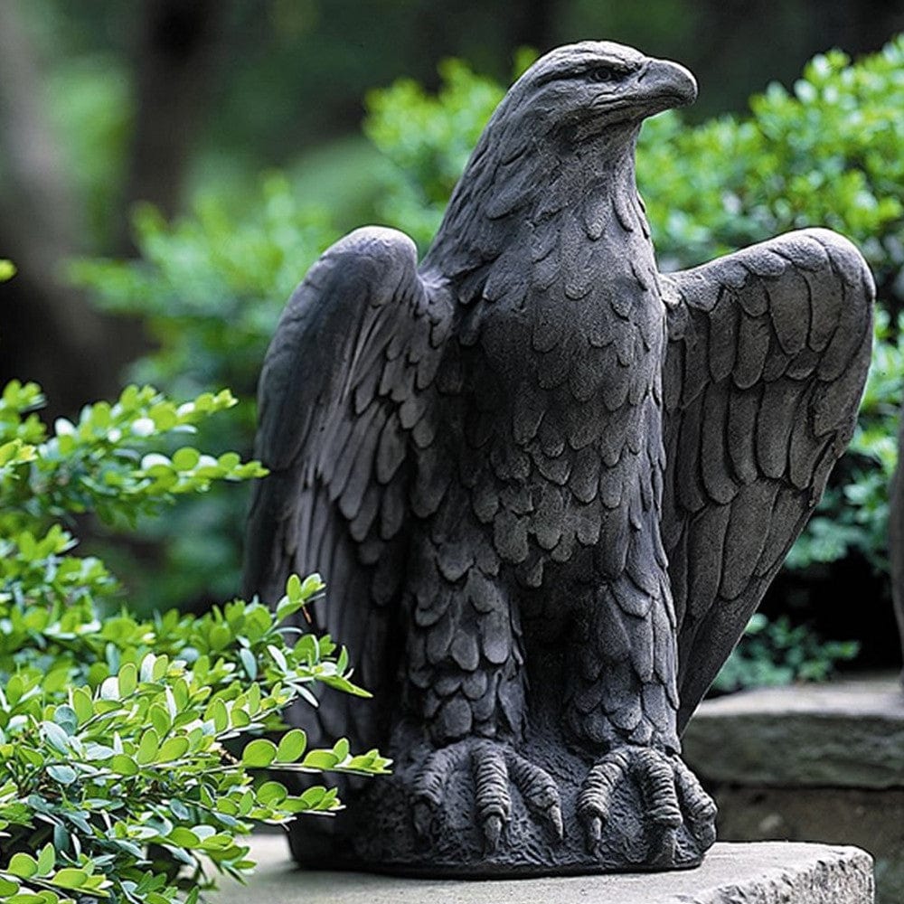 Eagle Looking Left Cast Stone Garden Statue - Outdoor Art Pros