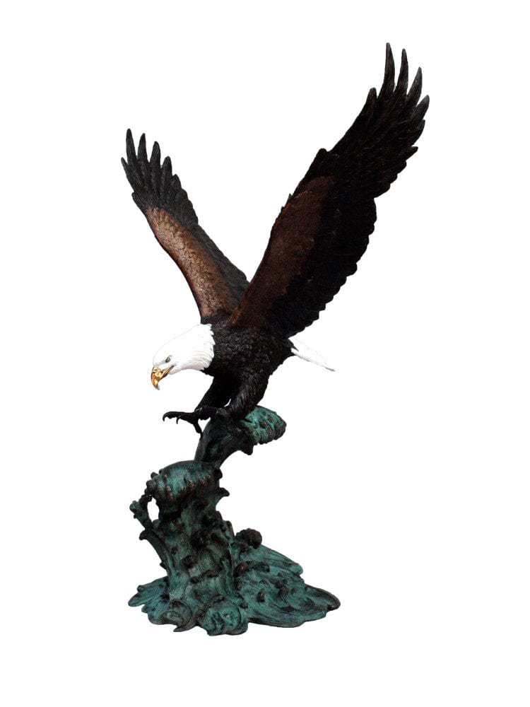 Brass Baron Eagle on Crested Waters Statue - Brass Baron - Outdoor Art Pros