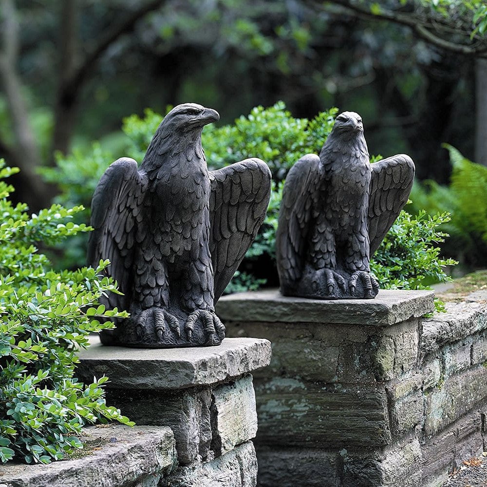 Eagle Looking Right and Left Cast Stone Garden Statue - Outdoor Art Pros