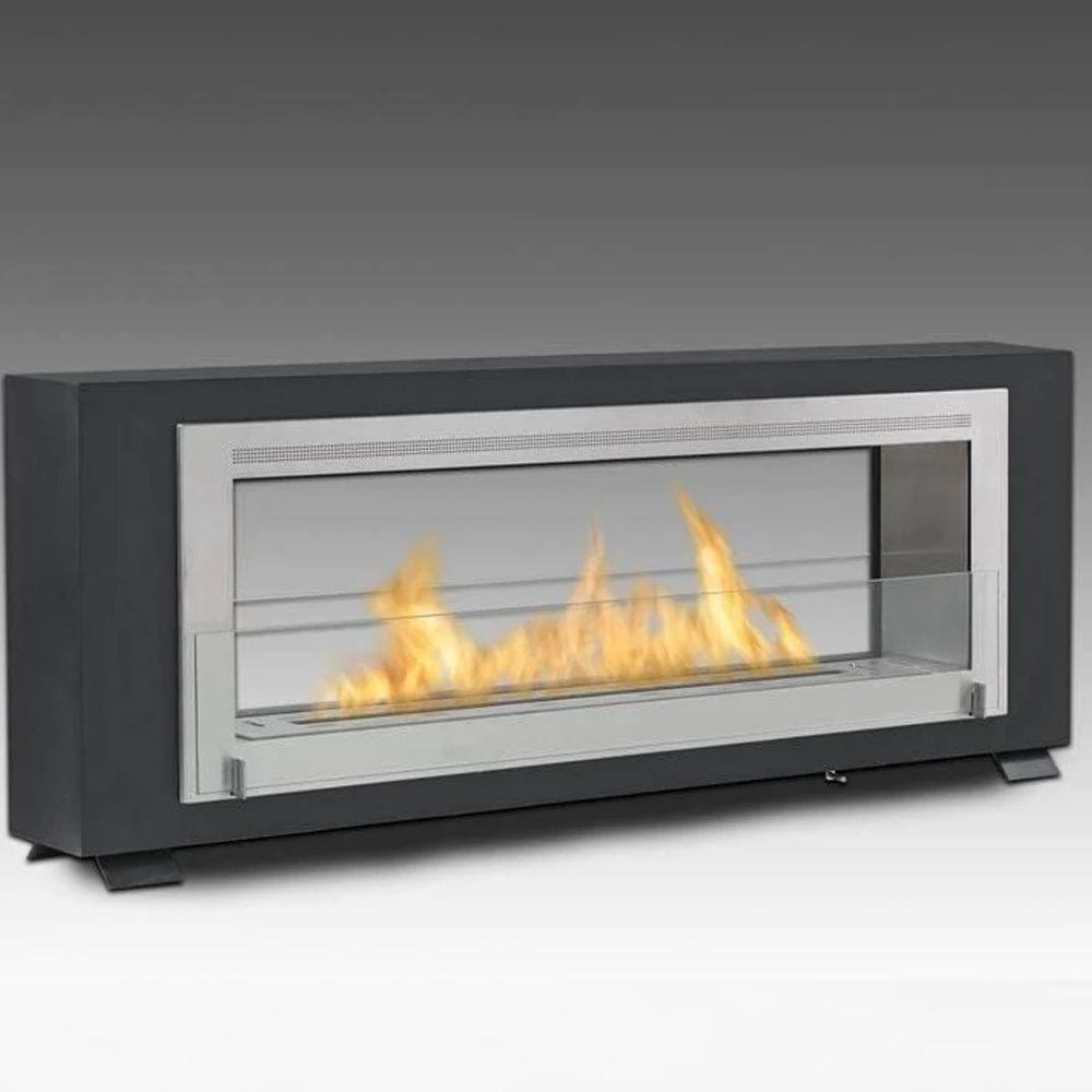 Eco-Feu Santa Cruz 2-Sided Matte Black Biofuel Fireplace - Outdoor Art Pros