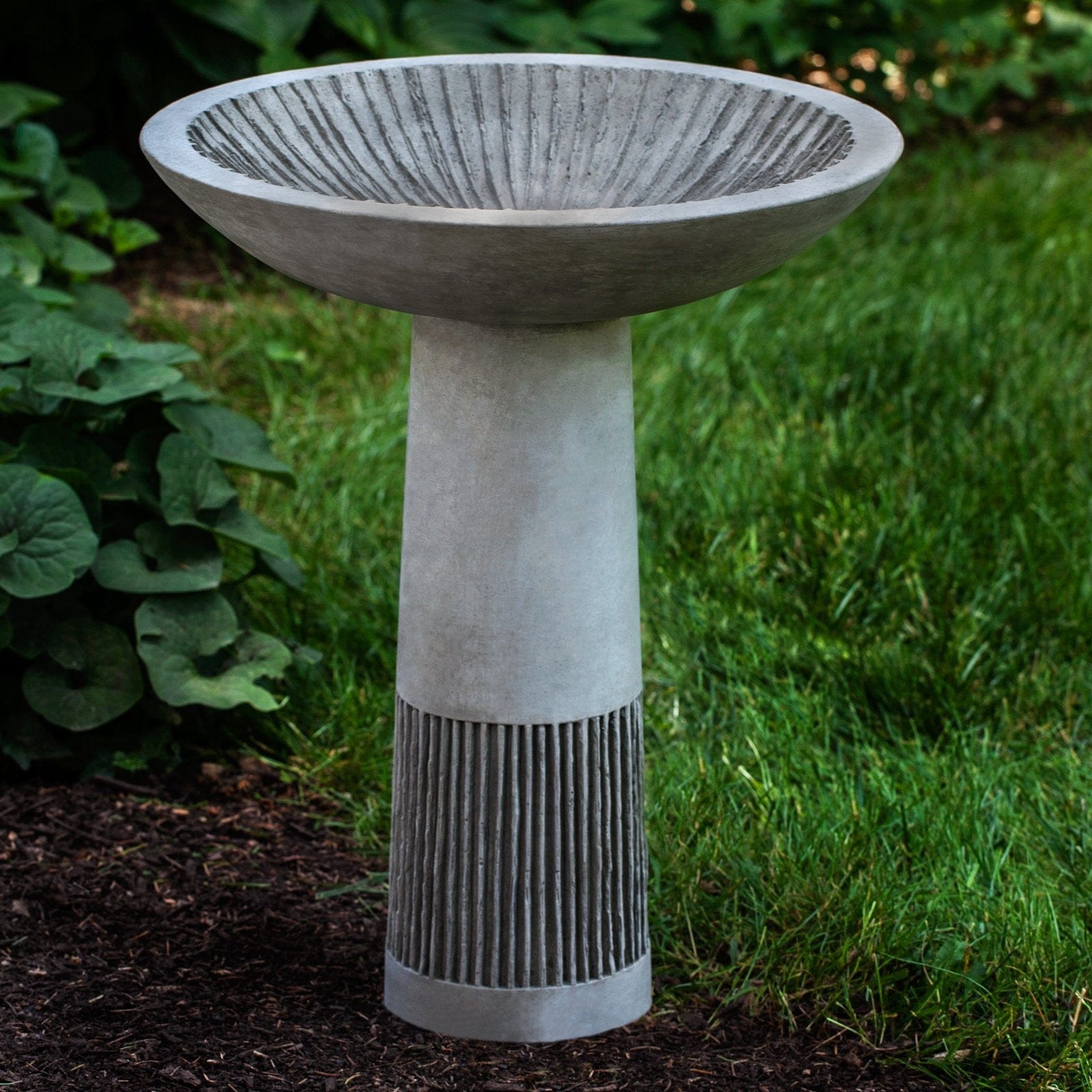 Equinox Cast Stone Birdbath - Outdoor Art Pros