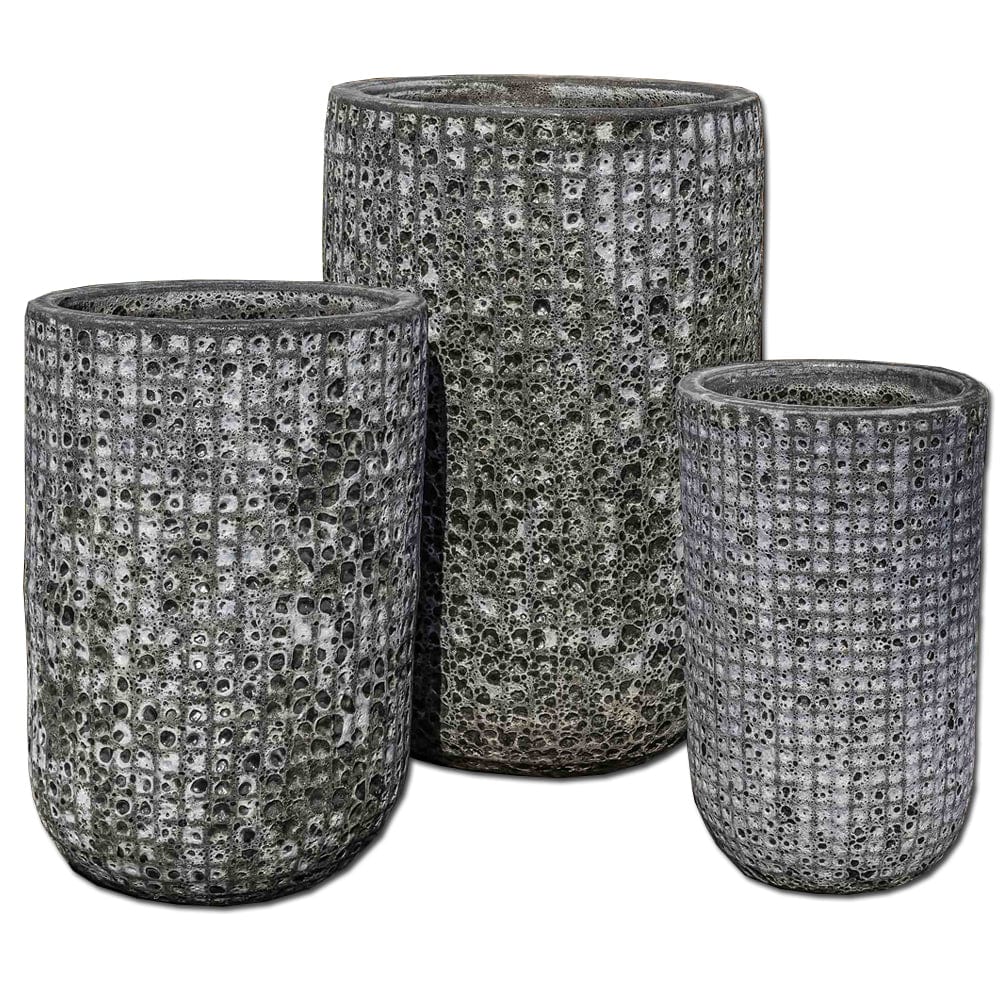 Escada Glazed Tall Planter Set of 3 in Fossil Grey Finish