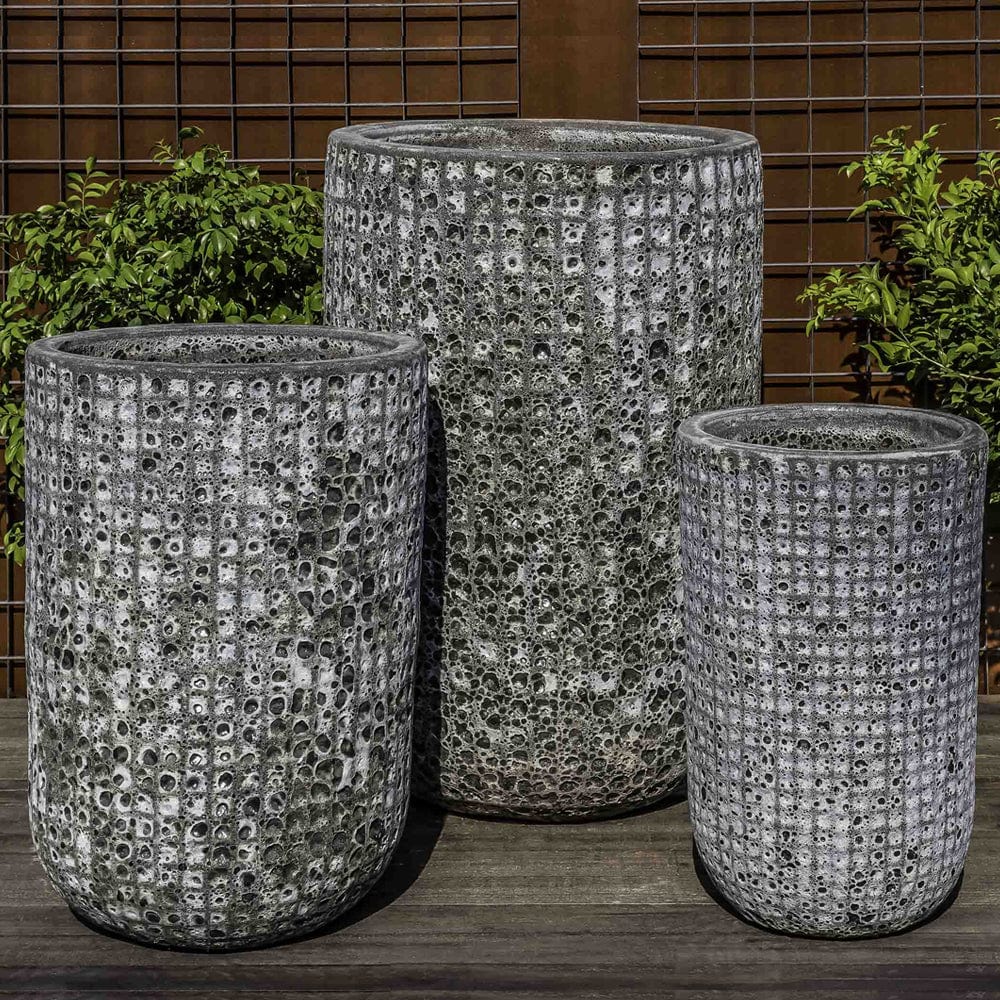 Escada Glazed Tall Planter Set of 3 in Fossil Grey Finish