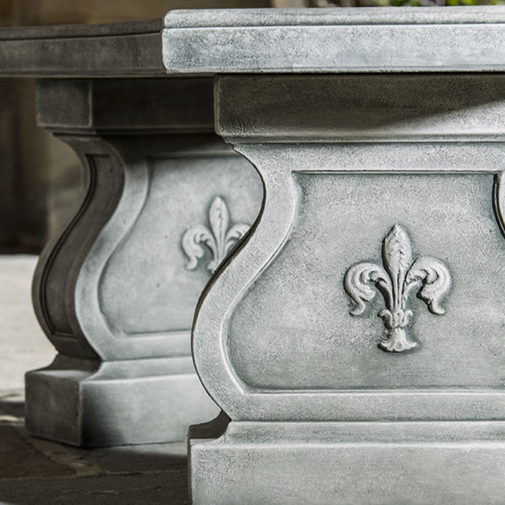Fleur De Lys Curved Stone Bench
