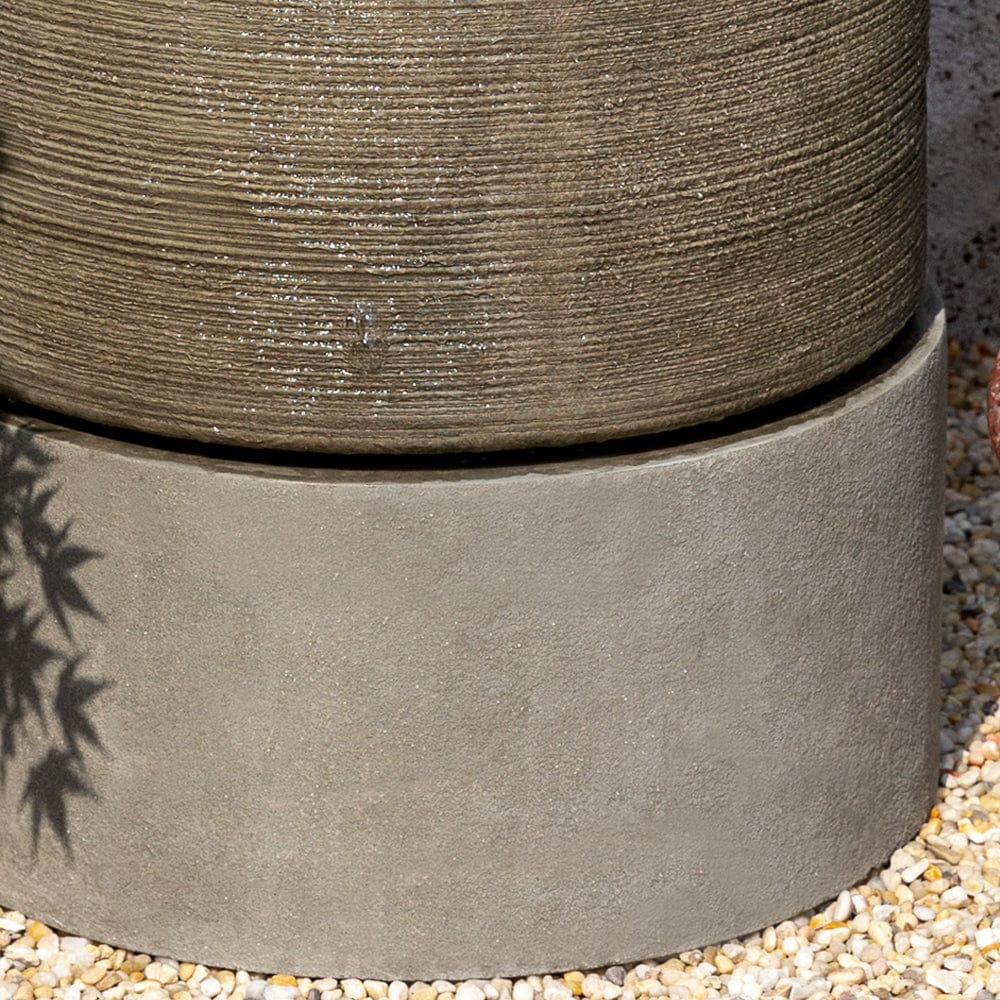 Large Ribbed Cylinder Garden Fountain - Outdoor Art Pros