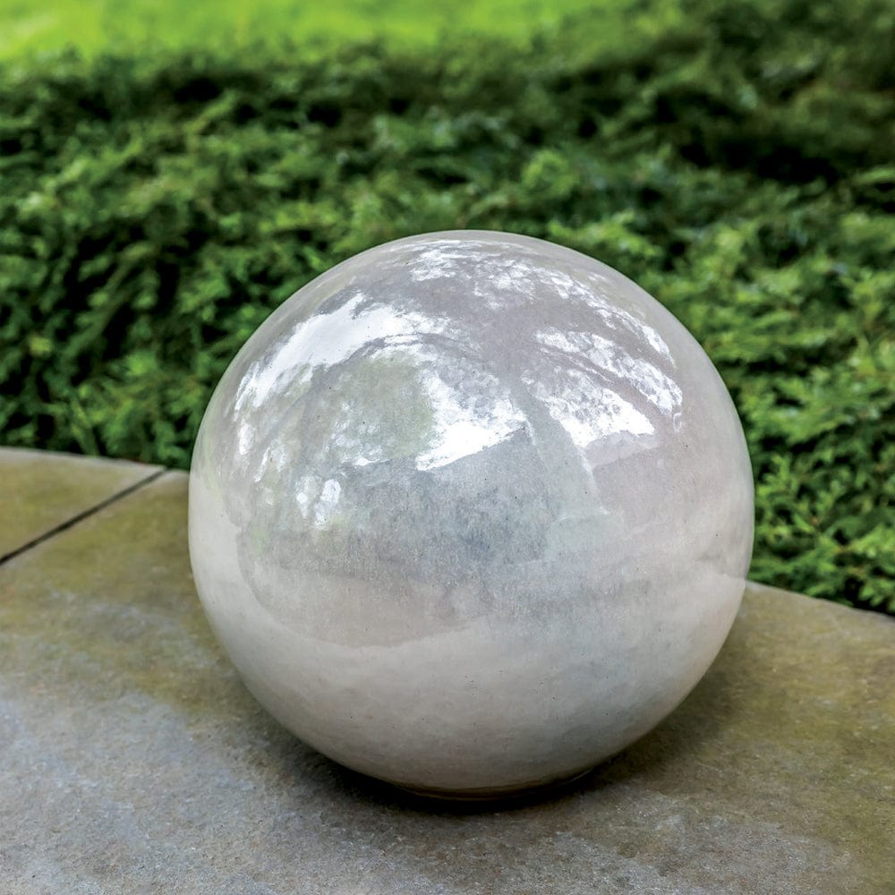 Glazed Sphere, Medium-Pearl - Outdoor Art Pros