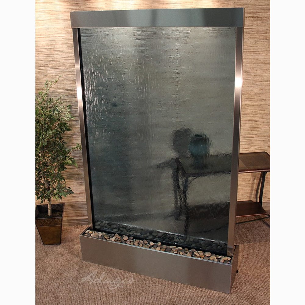 GrandeurRiver_CenteredInBase_-BlueGlass-StainlessSteel-White - Outdoor Art Pros