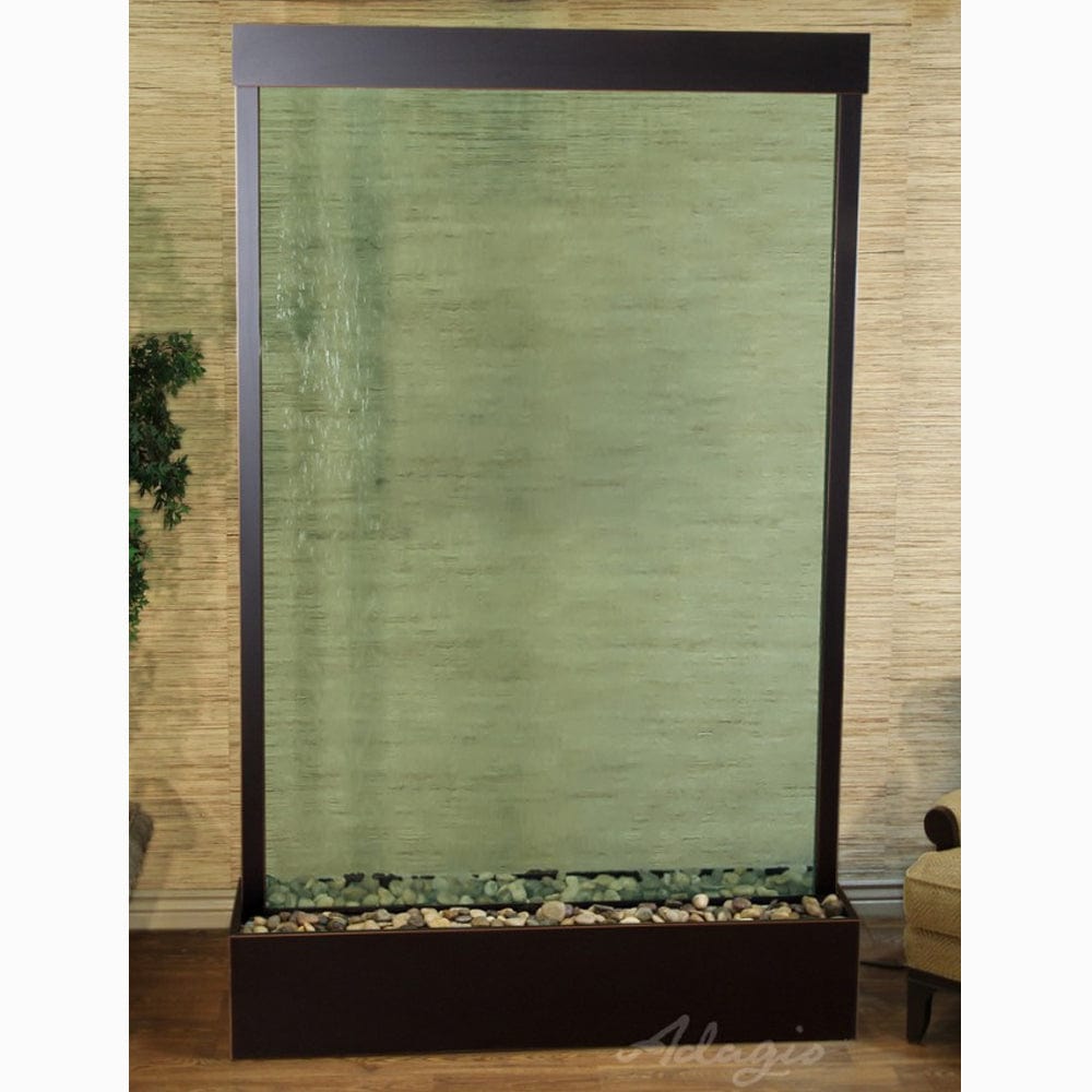 GrandeurRiver_CenteredInBase_-GreenGlass-BlackenedCopper-White - Outdoor Art Pros