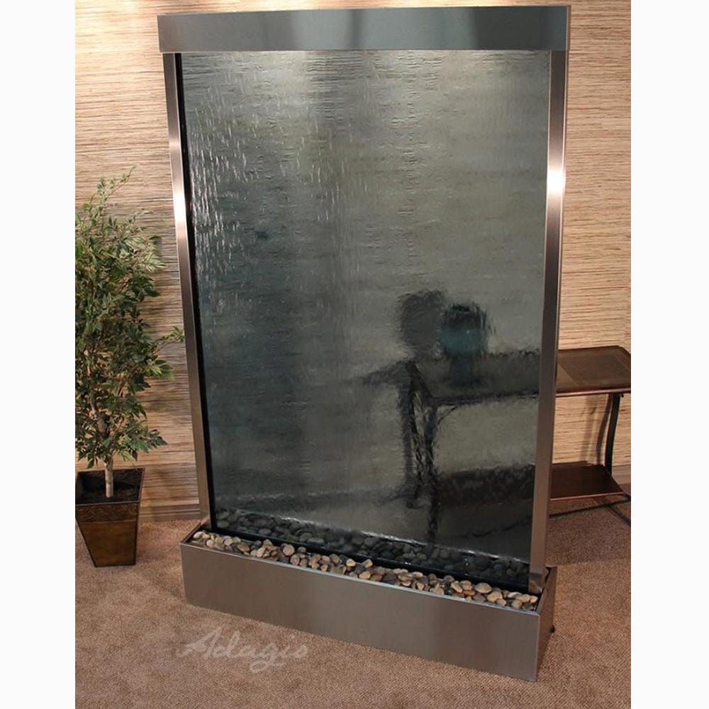 Grandeur_River_Centered_In_Base_-_Blue_Glass_-_Stainless_Steel - Outdoor Art Pros