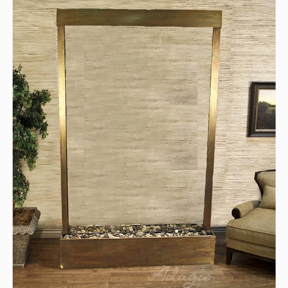 Grandeur River (Centered In Base) - Clear Glass - Rustic Copper - White - Outdoor Art Pros