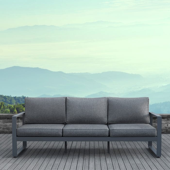 Baltic Outdoor 3-Seat Sofa - Gray Frame with Gray Cushions - Outdoor Art Pros