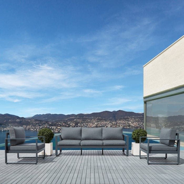 Baltic Outdoor 3-Seat Sofa - Gray Frame with Gray Cushions - Outdoor Art Pros