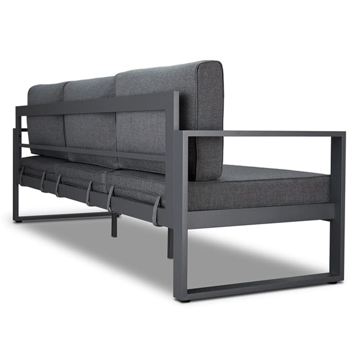 Baltic Outdoor 3-Seat Sofa - Gray Frame with Gray Cushions - Outdoor Art Pros