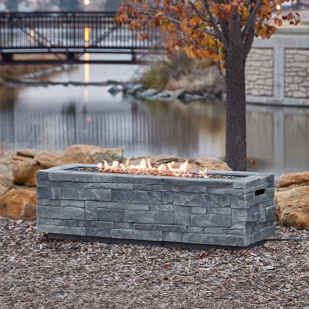 Gray Ledgestone Rectangular Fire Table - Outdoor Art Pros