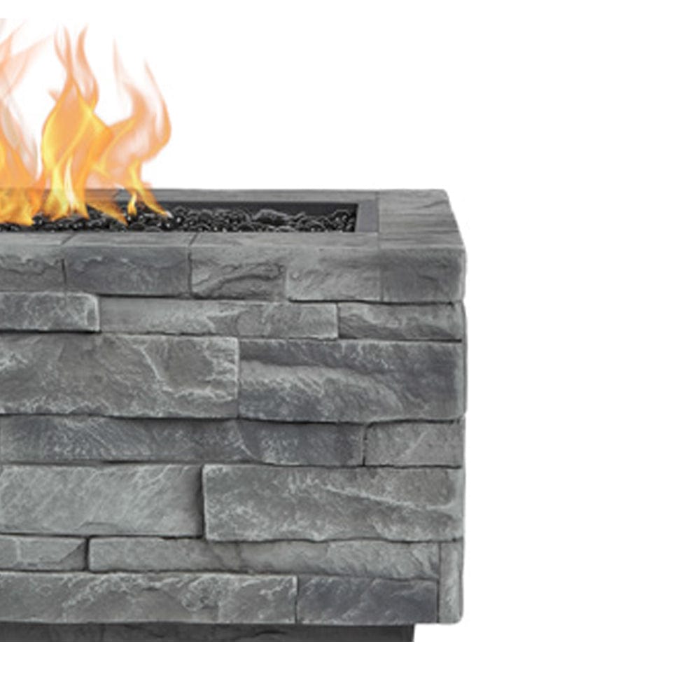 Gray Ledgestone Rectangular Fire Table - Outdoor Art Pros