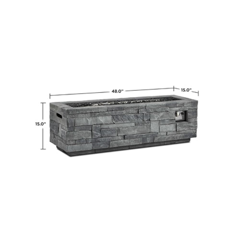 Gray Ledgestone Rectangular Fire Table - Outdoor Art Pros