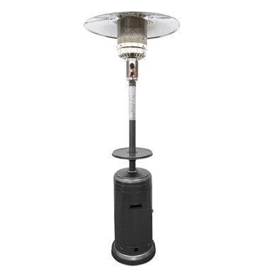 87" Tall Outdoor Patio Heater with Metal Table in Hammered Silver - Outdoor Art Pros