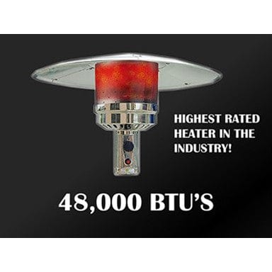 87" Tall Outdoor Patio Heater with Metal Table in Hammered Silver - Outdoor Art Pros