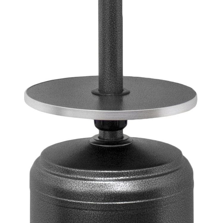 87" Tall Hammered Silver Outdoor Patio Heater with Table - Outdoor Art Pros