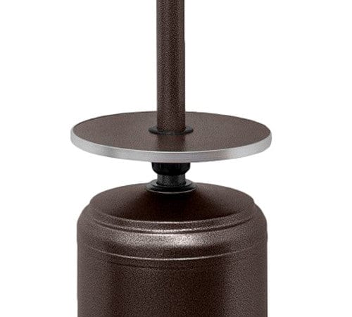 87" Tall Hammered Bronze Outdoor Patio Heater with Table - Outdoor Art Pros