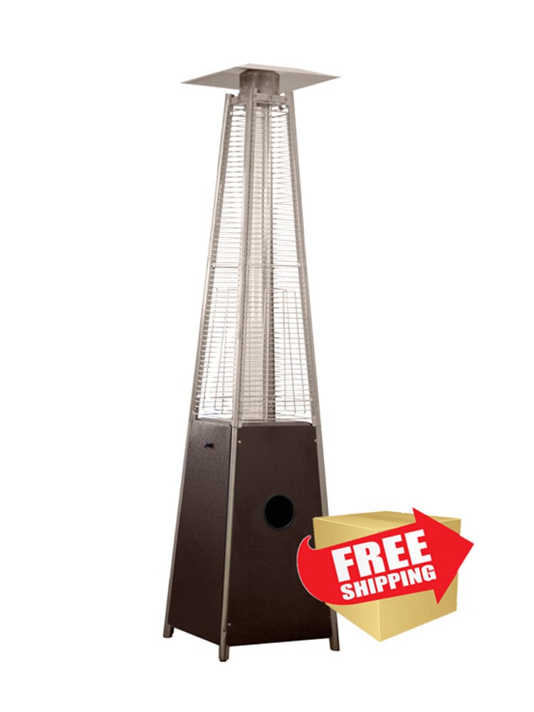 91" Tall Radiant Heat Glass Tube Outdoor Patio Heater in Hammered Bronze - Outdoor Art Pros