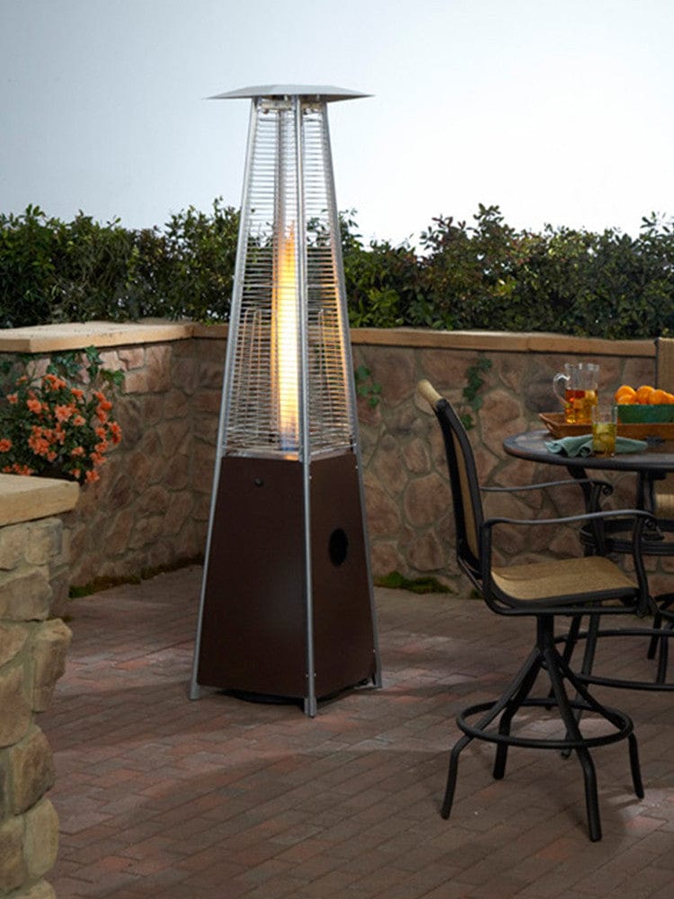 91" Tall Radiant Heat Glass Tube Outdoor Patio Heater in Hammered Bronze - Outdoor Art Pros