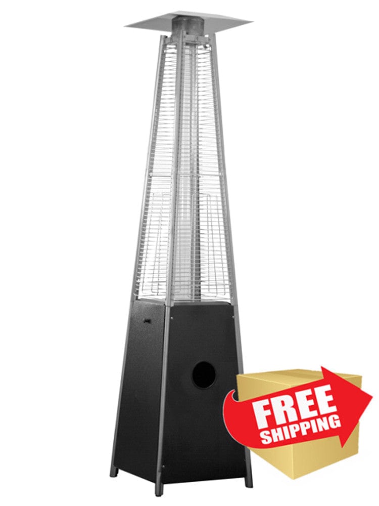 91" Tall Radiant Heat Glass Tube Outdoor Patio Heater in Matte Black - Outdoor Art Pros