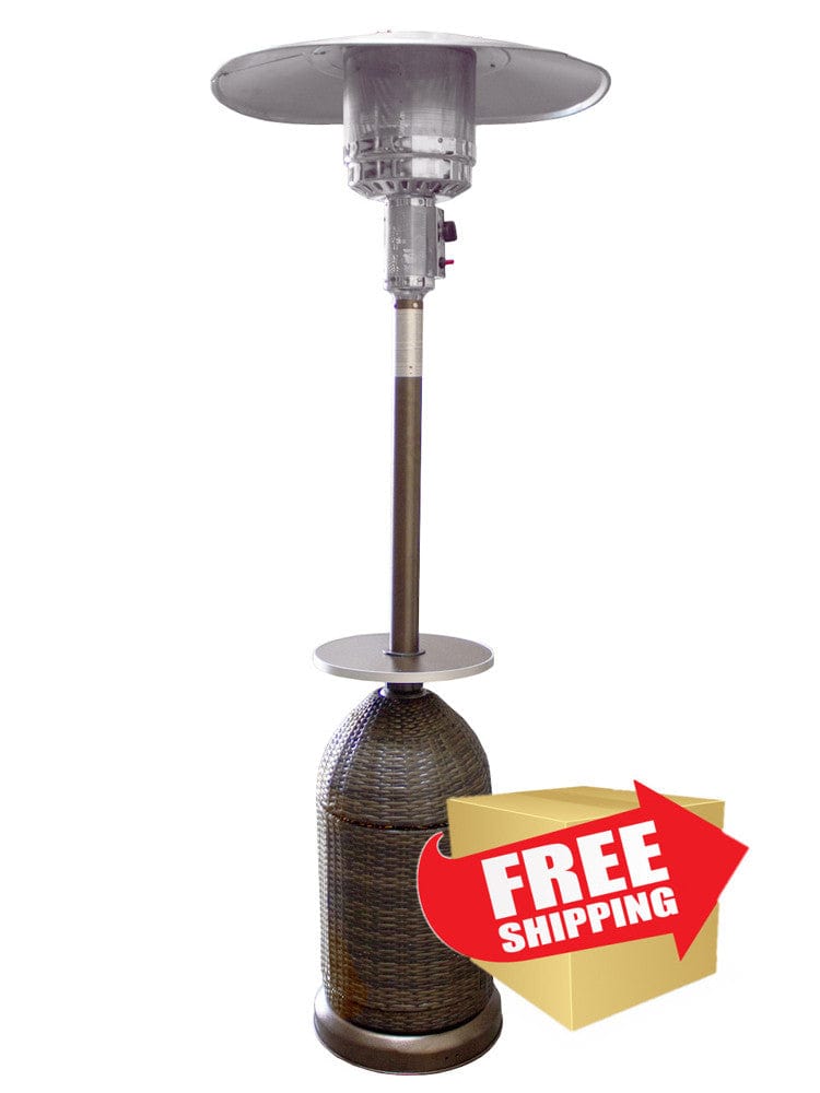 87" Tall Outdoor Resin Wicker Patio Heater with Table - Outdoor Art Pros